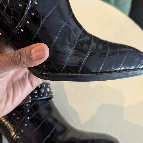 Faux Leather Belted Heel - Picture 7 of 8